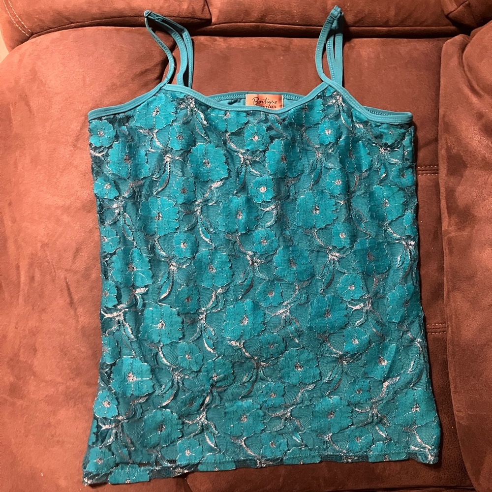 Floral Teal Lace Women’s Top